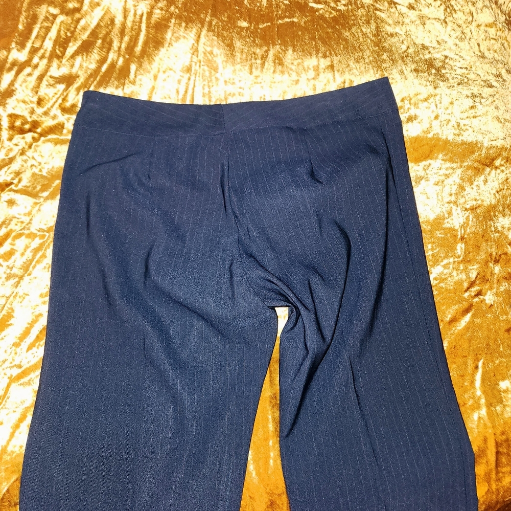 Vintage 1990's Low Rise Navy Blue Pinstripe Bootcut Pant Slacks Trousers